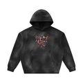 Throttle & Chrome Icon Unisex Sunfade Frayed Fleece Hoodie