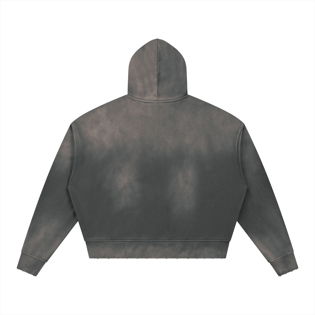 THROTTLE & CHROME THROME Sunfade Distressed Boxy Hoodie