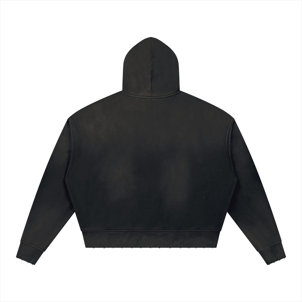 THROTTLE & CHROME THROME Sunfade Distressed Boxy Hoodie