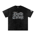 Throttle & Chrome Chrome logo Snow Washed Oversized Cotton T-Shirt