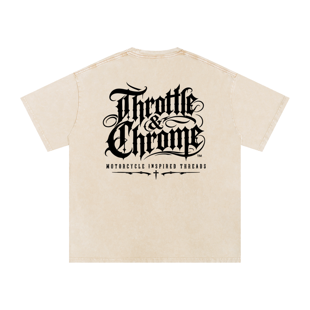 Throttle & Chrome Ride your Ride Snow Washed Oversized Cotton T-Shirt