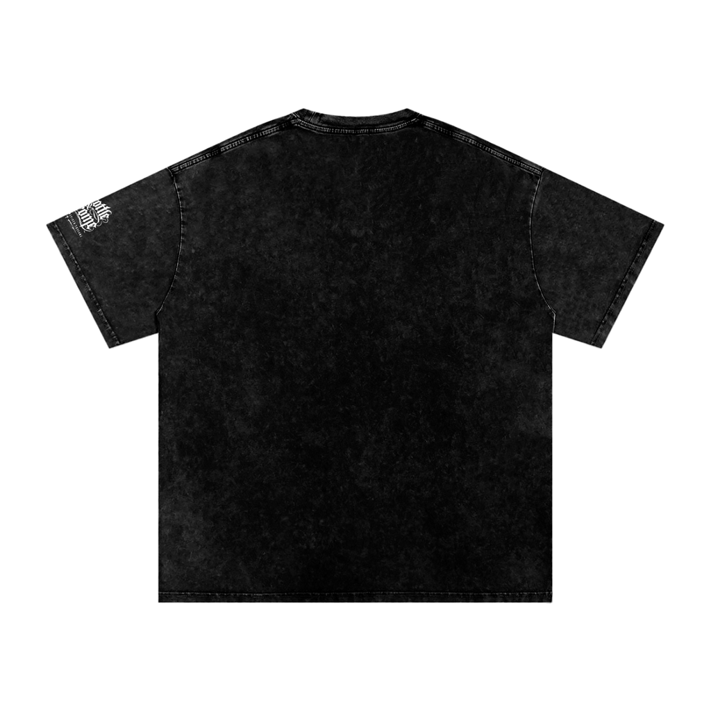 Throttle & Chrome Chrome logo Snow Washed Oversized Cotton T-Shirt
