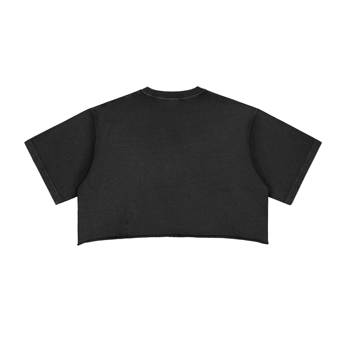 THROTTLE & CHROME LOGO WOMENS Snow Washed Raw Edge Crop Top