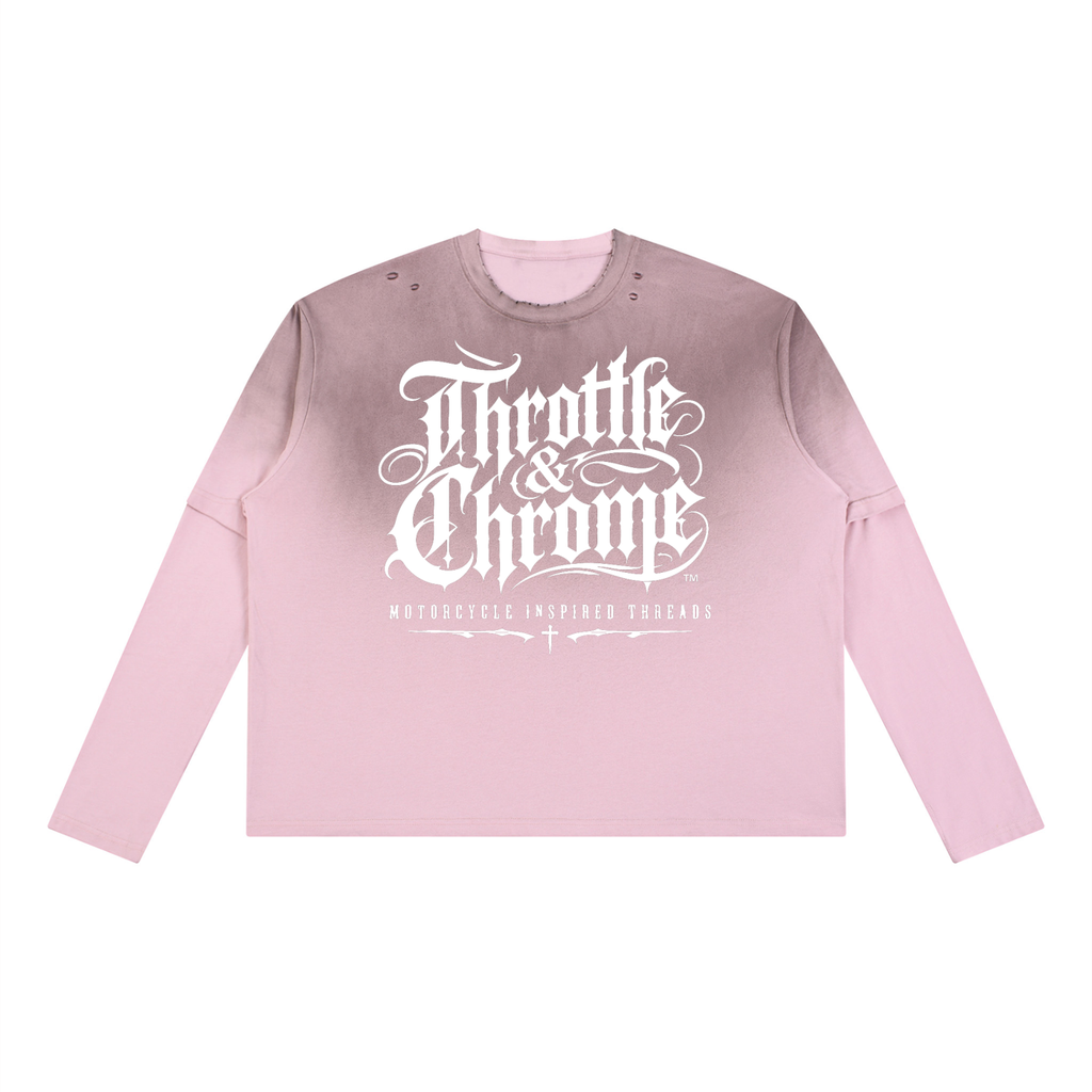 Throttle & Chrome Logo Unisex Vintage Wash Layered T-Shirt