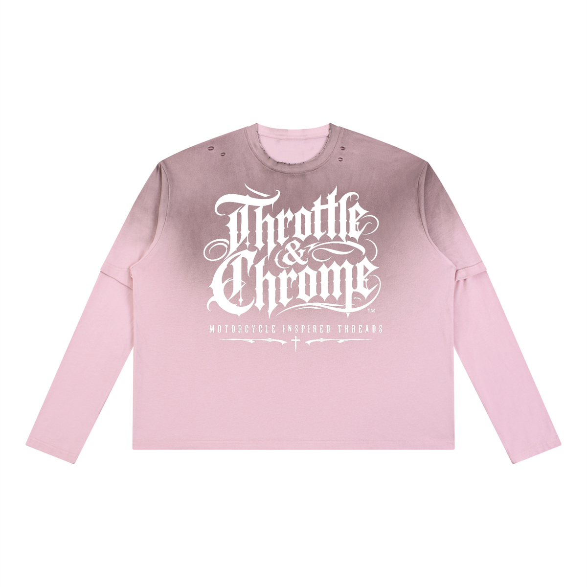 Throttle & Chrome Logo Unisex Vintage Wash Layered T-Shirt